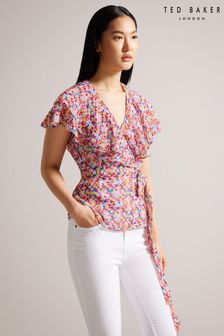 Ted Baker Brrooke Wrap White Top with Circular Cut Sleeve (297982) | €69