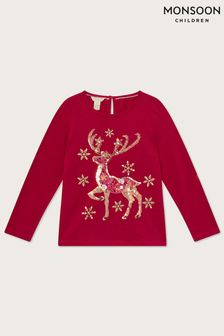 Monsoon Red Christmas Reindeer Long Sleeve Top (298520) | €12 - €15