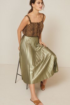 Metallic Pleat Skirt
