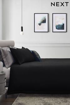 Black Collection Luxe 300 Thread Count 100% Cotton Sateen Satin Stitch Duvet Cover And Pillowcase Set (298885) | €44 - €86