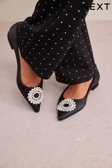 Black Forever Comfort® Jewel Trim Point Toe Shoes (299014) | SGD 70