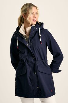 Joules Padstow Navy Blue Waterproof Raincoat With Hood (299438) | kr1,168