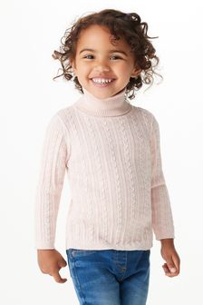 Pink Marl Cable Roll Neck Jumper (3mths-7yrs) (299640) | $17 - $20