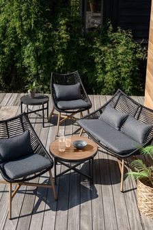 Black Helsinki 5 Piece Rattan Garden Lounge Set (299836) | €1,050