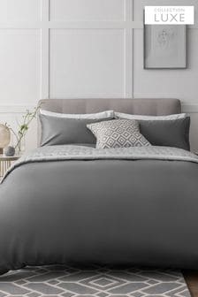 Charcoal Grey Collection Luxe 400 Thread Count 100% Egyptian Cotton Sateen Duvet Cover And Pillowcase Set