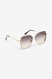 Gold Tone Metal Frame Soft Hexagon Sunglasses (299970) | 6,300 Ft