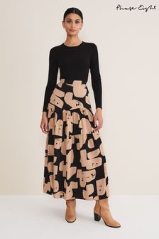 Phase Eight Luana Geo Print Black Midi Skirt (2AV846) | €54