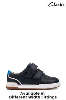 Bleu - Chaussures Clarks Fawn Solo T en cuir coupe multicolore (2DT625) | €26 - €27