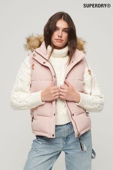 Superdry Pink Everest Faux Fur Puffer Gilet (300367) | €144
