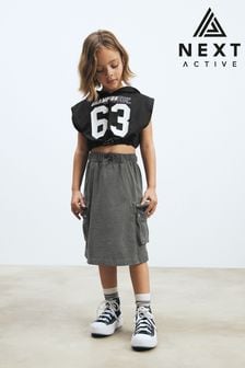 Black/Grey Sports Hoodie And Cargo Skirt Set (3-16yrs) (300430) | HK$227 - HK$279