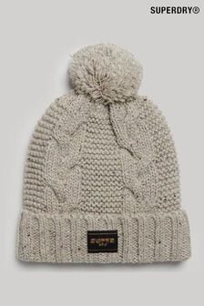 Superdry Grey Cable Knit Bobble hat (300669) | $31