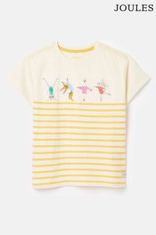 Joules Astra Yellow Striped Short Sleeve Artwork T-Shirt (300736) | €27 - €30