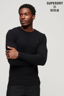 Črna - Superdry pulover ozkega kroja z okroglim ovratnikom Superdry Essential (301099) | €32