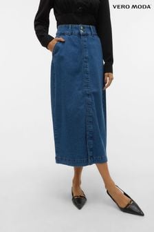 VERO MODA Blue Button Detail Denim Midi Skirt (301157) | CA$103