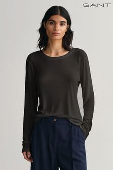 GANT Black Fitted Lightweight Long Sleeve T-Shirt (301252) | SGD 145