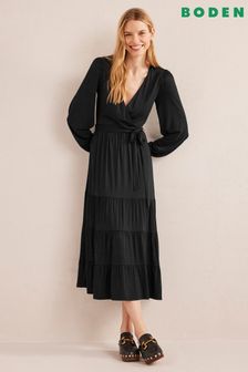 Boden Black Multi Tiered Wrap Maxi Dress (3018W5) | €72