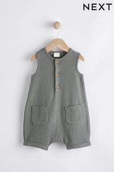 Charcoal Grey Baby Textured Jersey Romper (0mths-2yrs) (302168) | €8 - €9