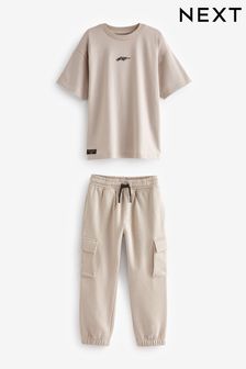 Neutral Cargo Joggers And T-Shirt Set (3-16yrs) (302918) | KRW42,700 - KRW61,900