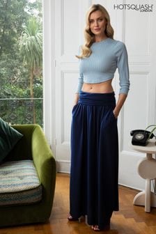 Hotsquash Navy Blue Luxury Roll Top Maxi Skirt (303210) | €113