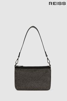 Reiss Black Clementine Embellished Shoulder Bag (303239) | 520 SAR