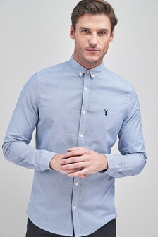 Azul - Corte slim - Camisa de Oxford elástica de manga larga (303320) | 26 €