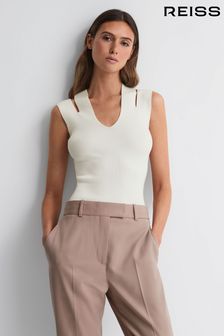 Reiss White Nina Fitted Double Strap Knit Vest (303880) | €128
