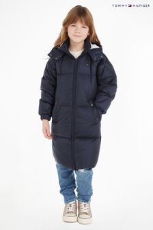 Tommy Hilfiger Kids Blue Long Quilted Puffer Coat