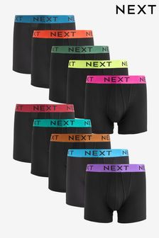 Black Bright Colour Metallic Waistband 10 pack A-Front Boxers (304800) | SGD 81