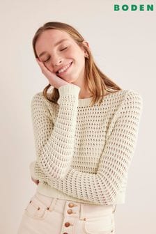 Boden Cream Cropped Crochet Jumper (305142) | 73 €
