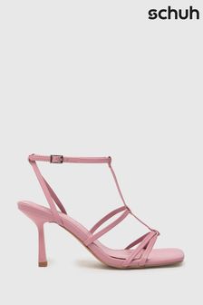 Schuh Pink Faffy T-Bar Square Toe High Heel Sandals (305222) | €20
