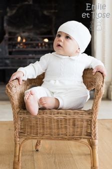 Emile Et Rose White Cable Knit Upper & Velour Lower AIO With Hat (305476) | 262 QAR