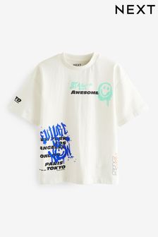 White Graffiti Short Sleeve Graphic T-Shirt (3-16yrs) (305690) | kr76 - kr122