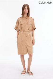 Calvin Klein Natural Drapy Tencel Shirt Dress (306081) | €163