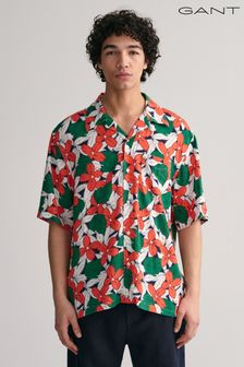 GANT Green Relaxed Viscose Floral Print Short Sleeve Shirt (306119) | €97