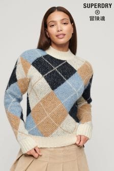 Superdry Cream Boxy Pattern Knitwear Jumper (306455) | $74