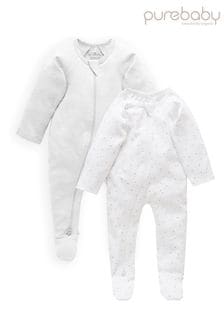 Purebaby Organic Cotton Zip Sleepsuits 2 Packs (306983) | HK$288