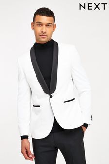 White Slim Fit Tuxedo Suit: Jacket (307576) | €81