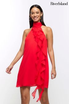 River Island Red Halter Frill Mini Dress (308123) | €27