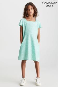 Zielona sukienka dziewczęca Calvin Klein Jeans w kwiaty (308144) | 267 zł