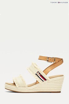 Chaussures compensées Tommy Hilfiger crème mi-hautes à franges