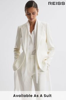 Reiss Off White Mila Tailored Fit Single Breasted Wool Suit Blazer (308477) | $474