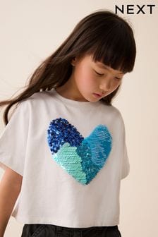 Blue Heart Sequin T-Shirt (3-16yrs) (309718) | KRW19,200 - KRW29,900