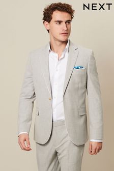 Light Grey Skinny Fit Pipe Trimmed Suit (309881) | SGD 140