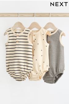 單色系條紋 - 嬰兒款平織花朵圖案連身褲3件裝 (0個月至3歲) (309914) | NT$710 - NT$890
