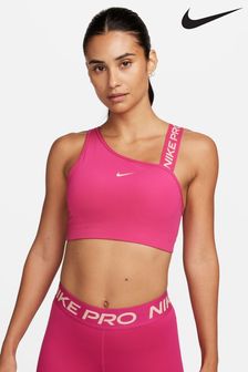 Rose fuchsia - Nike soutien-gorge de sport asymétrique à support swoosh Medium Pro (310089) | €47