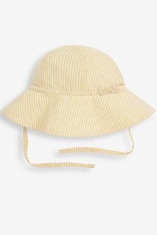 JoJo Maman Bébé Yellow Seersucker Stripe Floppy Sun Hat (310454) | €19