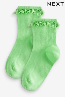 Verde - Pack de 2 calcetines tobilleros con volante con alto porcentaje de algodón (310466) | 5 € - 8 €