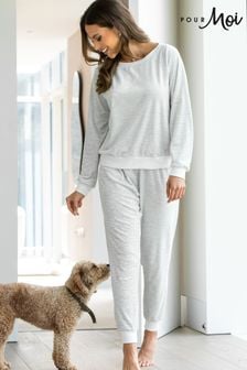 Pour Moi Grey Cosy Fleece Sweatshirt and Jogger Pyjama Set (310618) | $86