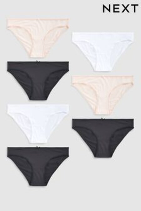 Black/White/Nude Bikini Microfibre Knickers 7 Pack (310650) | $42