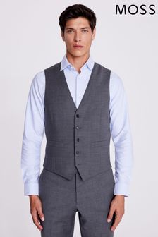 MOSS Tailored Fit Grey Twill Suit Waistcoat (310670) | kr1,038